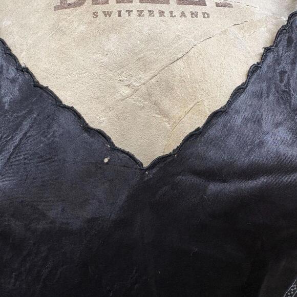 Antique Vintage 1930s 30s Black Bias-Cut Rayon Slip Dress - Picture 4 of 5